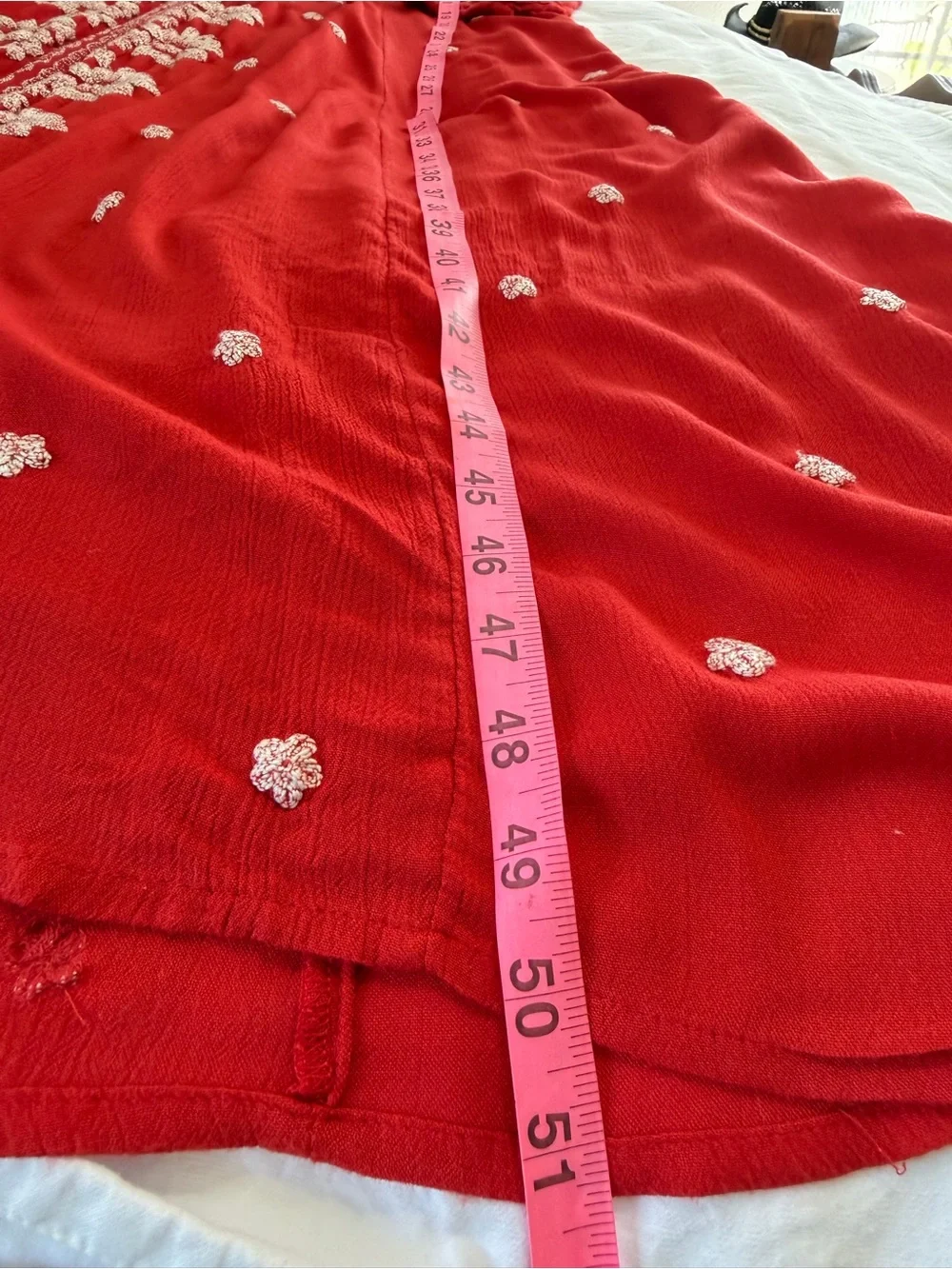 Free People Poppy Red Embroidered Boho Maxi Dress S Western Festival Cottagecore